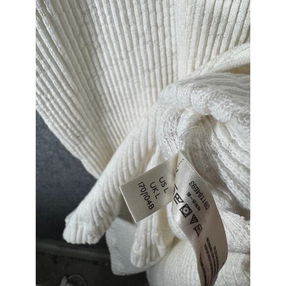 Free People Dress Women Large Ivory Pacific Maxi Side Slits Ribbed Collar Coasta - Picture 4 of 11